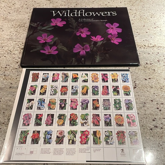 Vintage Other - NWT- Mint Rare Vintage USPS Postage Stamps State Wildflowers and Book